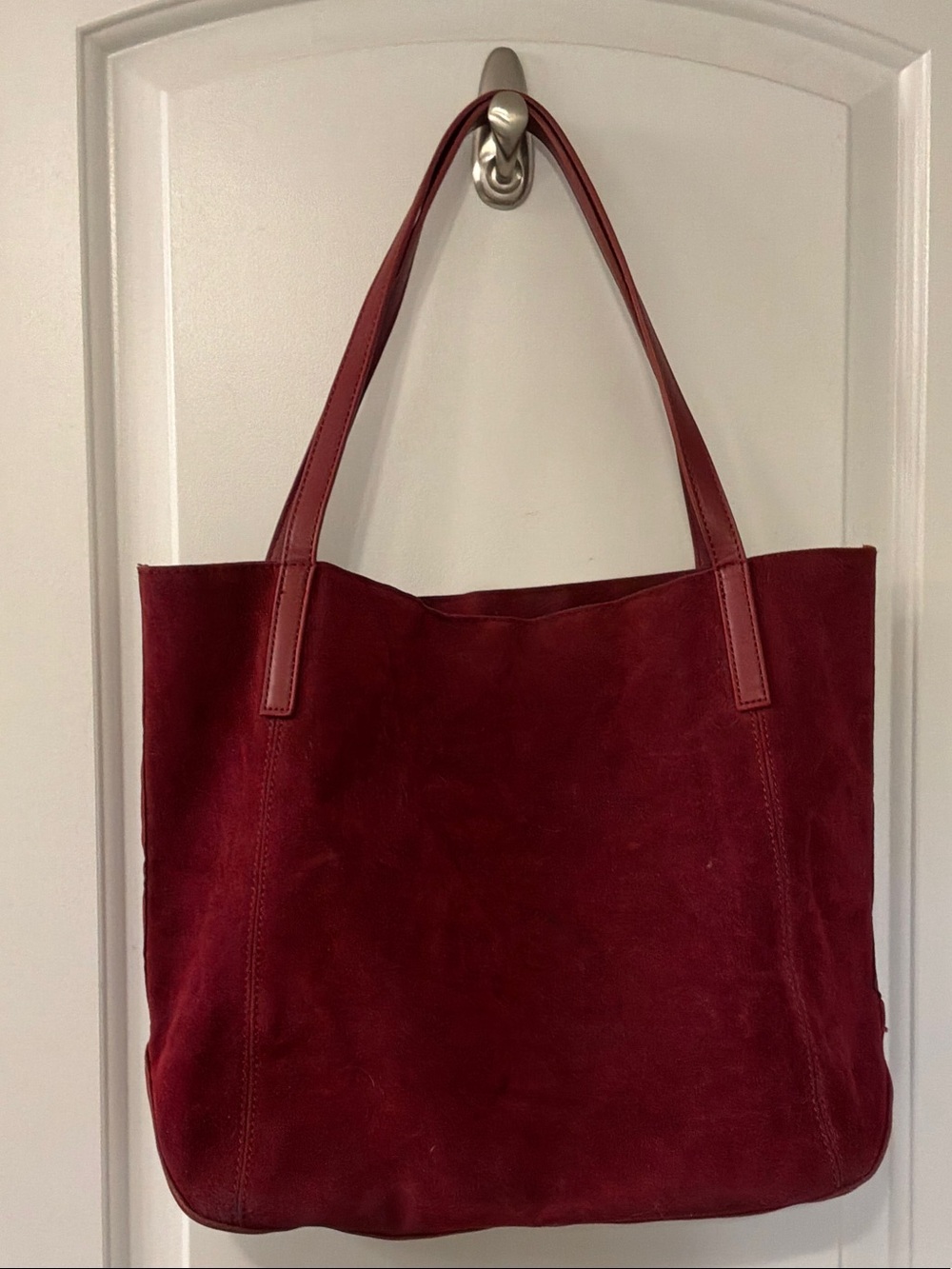 Boutique Burgundy Faux Suede Tote Bag